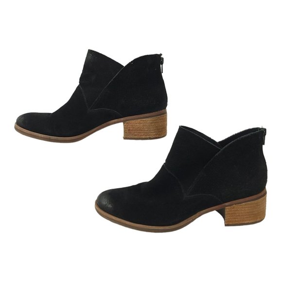 Korks Distressed Suede Leather 10 Ankle Boot Back Zip Low Heel Shoe Black Q48909 - Picture 9 of 12